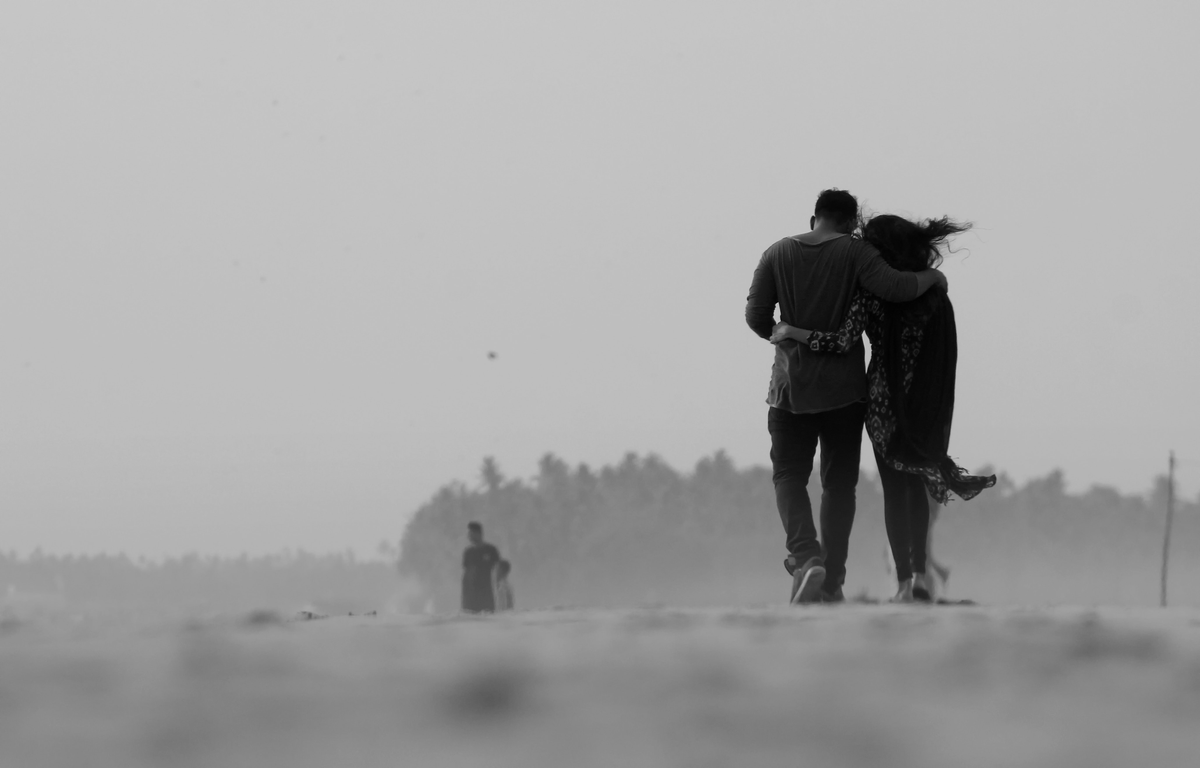 Grayscale Photography of Couple